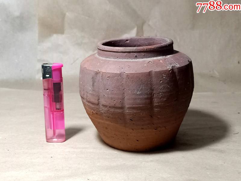 清民时期洪塘窑瓜棱纹小罐可做花插花入