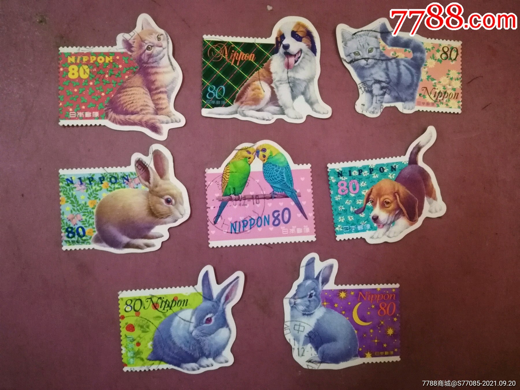 日本动物异形邮票8张