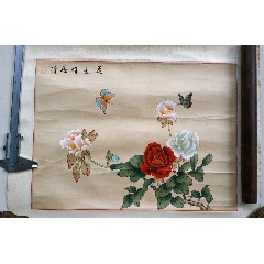 朱慧画作小品《花艳蝶飞.一平尺多左右.