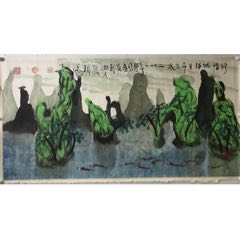 实力派山水画家罗国强小六尺水墨山水作品