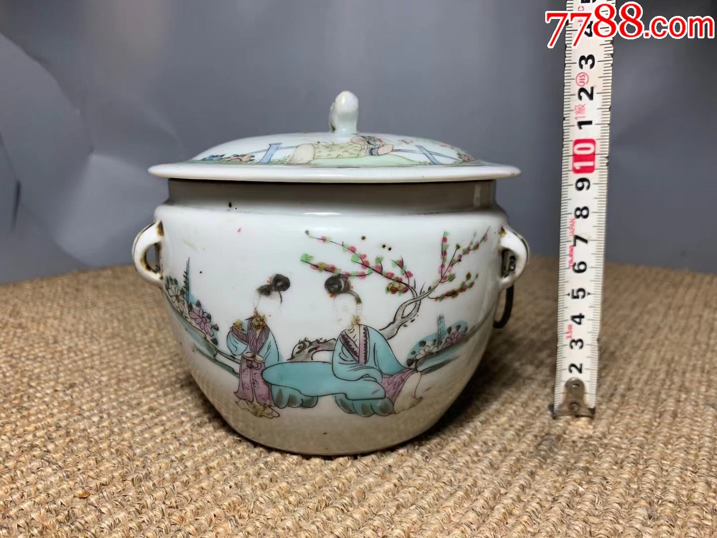 清代名家刘海盛出品,粉彩桃花美女粥罐_价格1199元_第1张_7788收藏