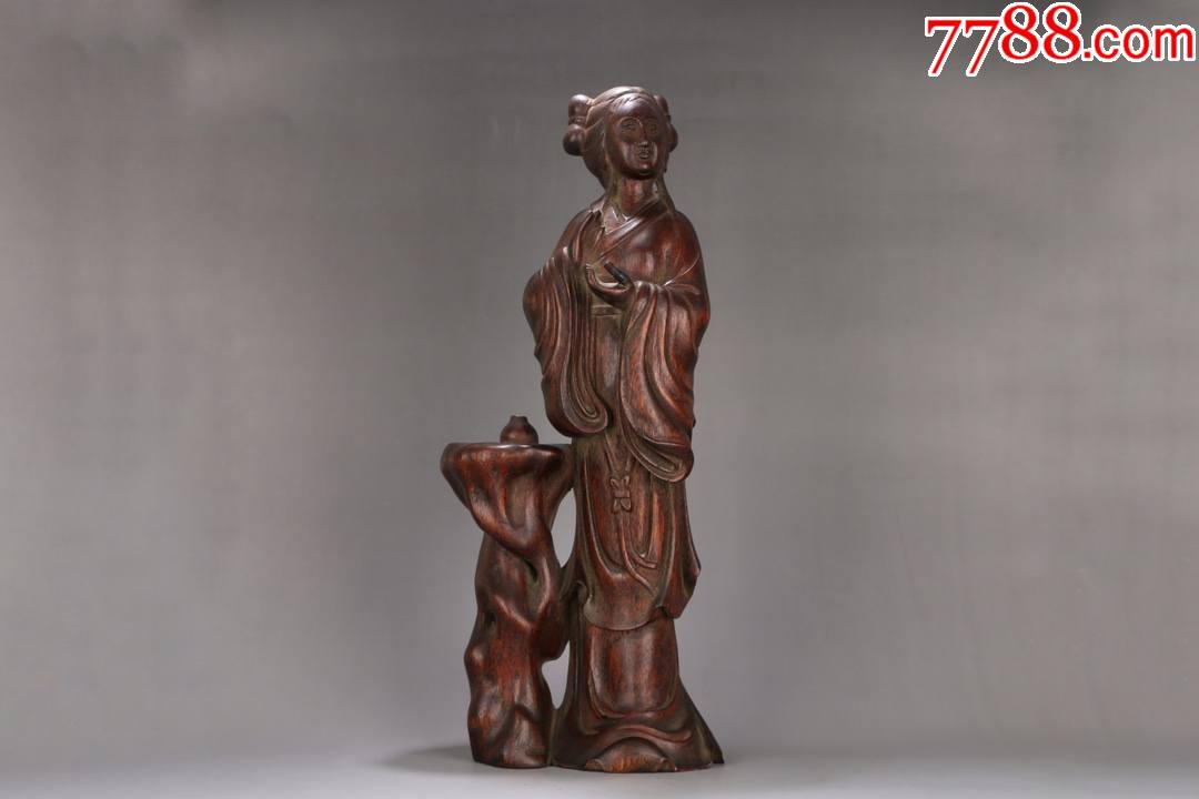 老沉香貂蝉拜月摆件-价格:6500元-se83562911-木佛像/人像-零售-7788