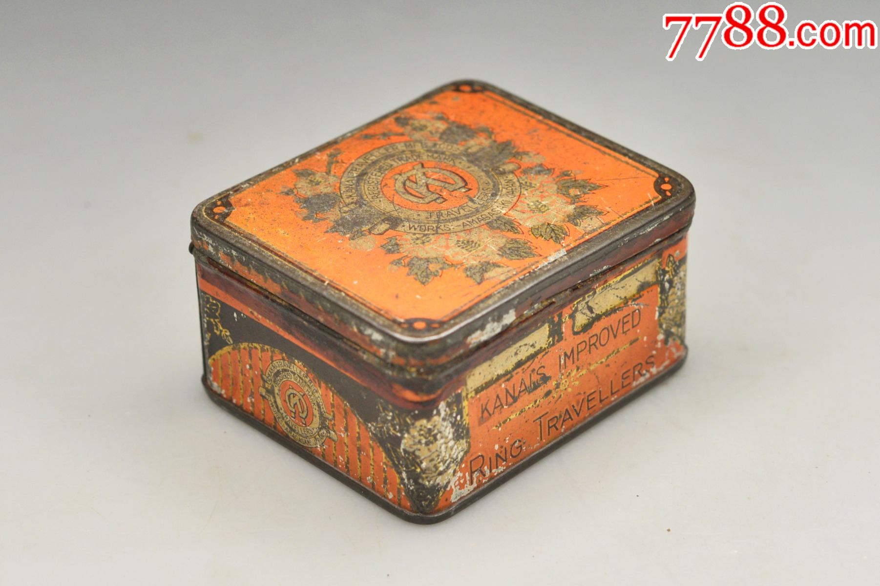 西洋古董老铁皮盒子老茶叶盒西洋用品外国老盒子怀旧收藏影视道具