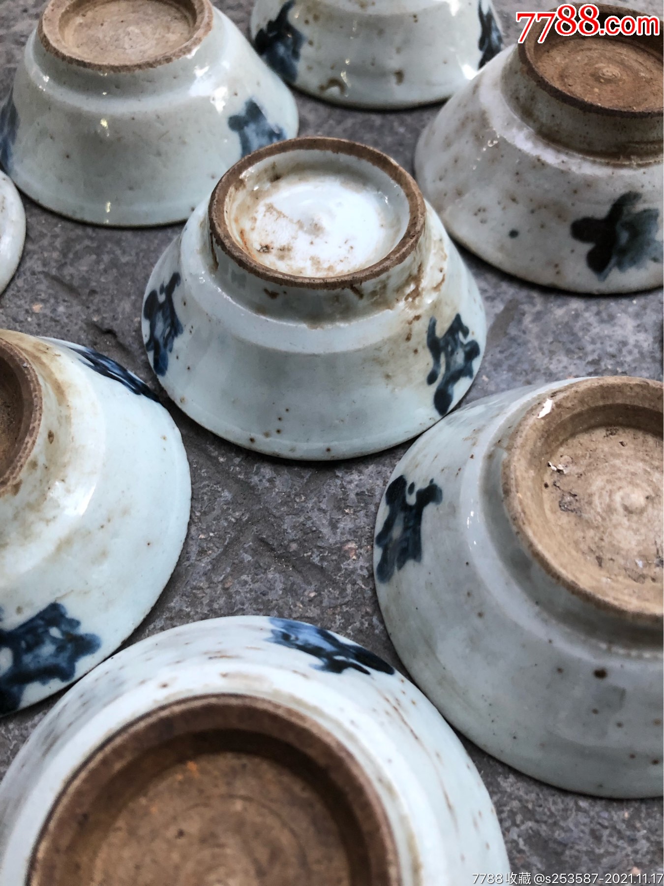 清代青花小酒碗13个完整色水一流
