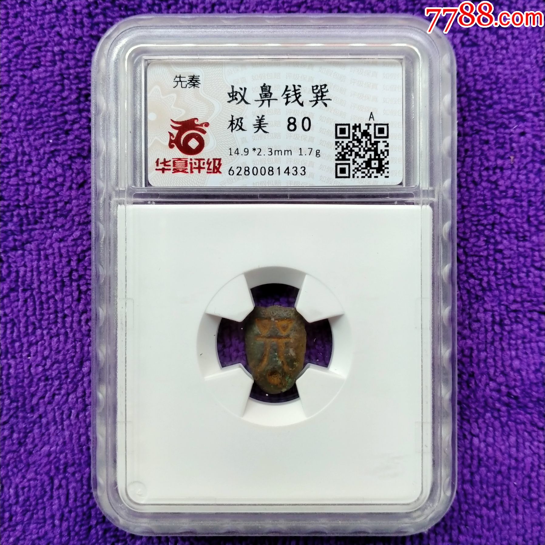华夏评级80分蚁鼻钱巽古钱古老钱币真品大钱