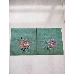 清代好品绣花枕头顶一对