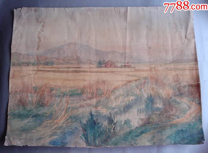 收藏品一幅老水彩画zyta982069