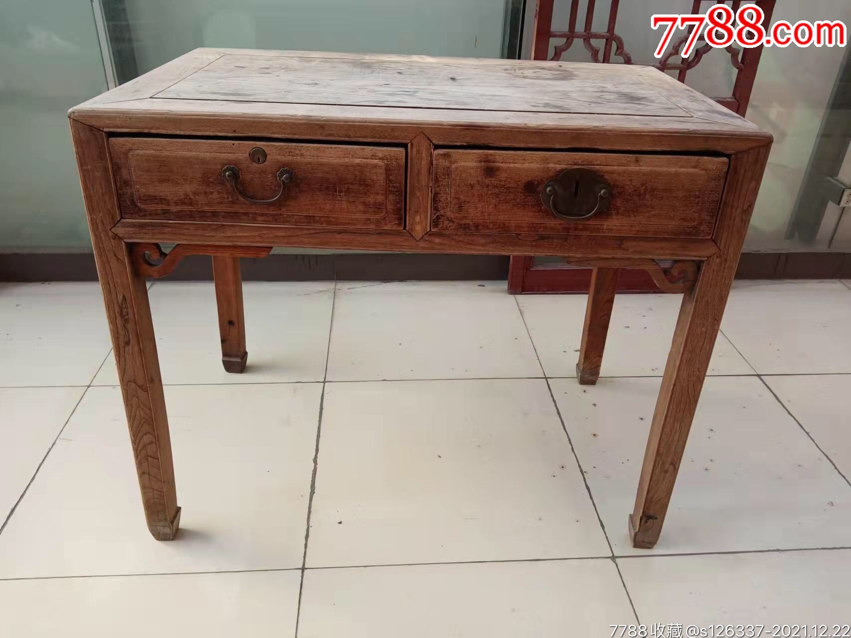 民国苏工榉木独板书桌100*60*82,放漏价888元自提,喜欢_价格888元