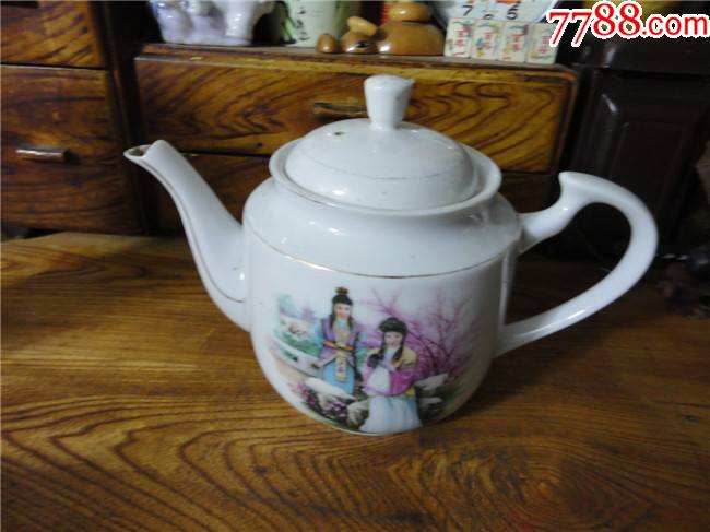 上世纪7080年代红楼梦图案老瓷壶水壶茶壶瓷壶民俗老物品
