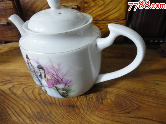 上世纪7080年代红楼梦图案老瓷壶水壶茶壶瓷壶民俗老物品