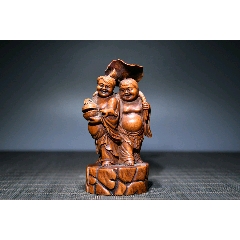  strong>小叶黄杨木和合二仙摆件,不议价 /strong>_木佛像/人像_木雕