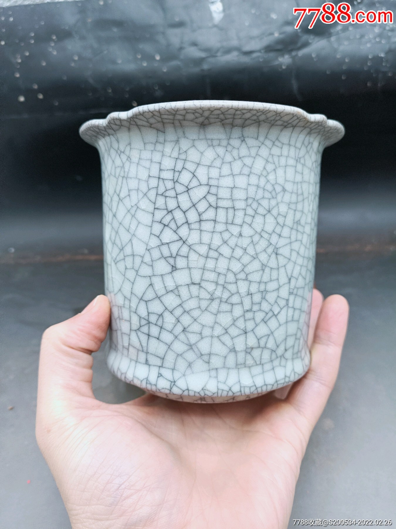 瓷器古玩收藏古董哥窑文房笔筒礼品摆件投资升值精美明代哥窑文房笔