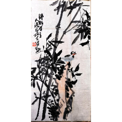 吴宝光江苏籍将军国防科工委综合计划部原部长花鸟条幅缺天地轴
