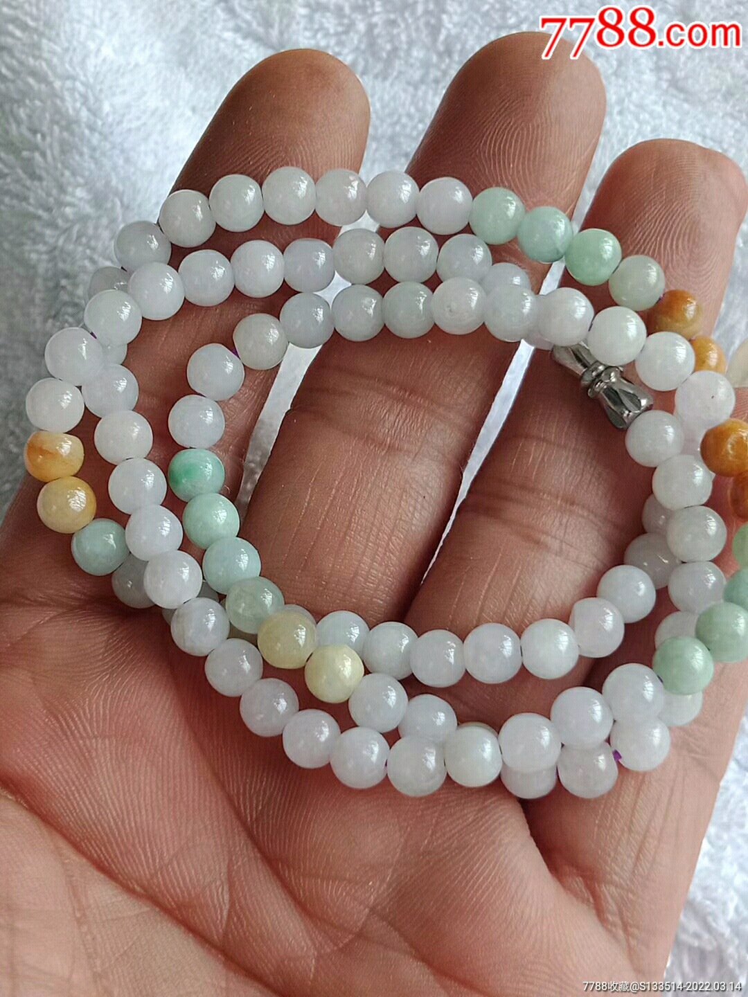 缅甸翡翠230a三彩项链送证书