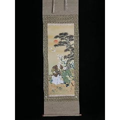 老日本画挂轴清代人物绘3153日式和风装饰挂画立轴中堂