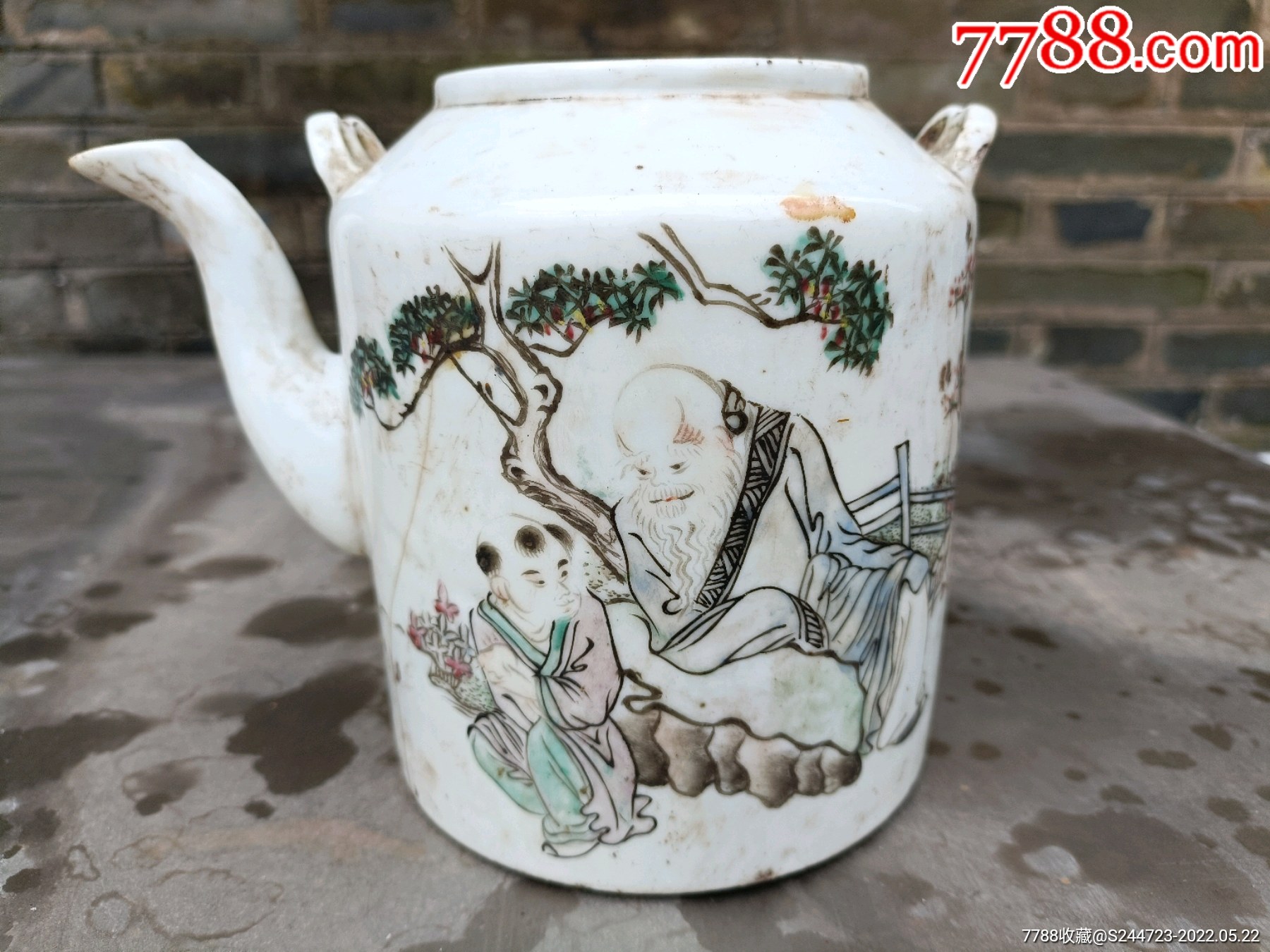 晚清民国名家刘顺太人物画陶瓷作品茶壶