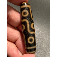 藏传象雄带朱砂九眼超大天珠79165毫米