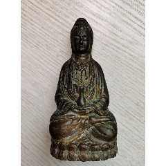 清代骑瑞兽文殊铜观音菩萨铜像