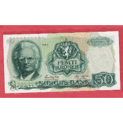 挪威1983年50克朗年份少实物图unc