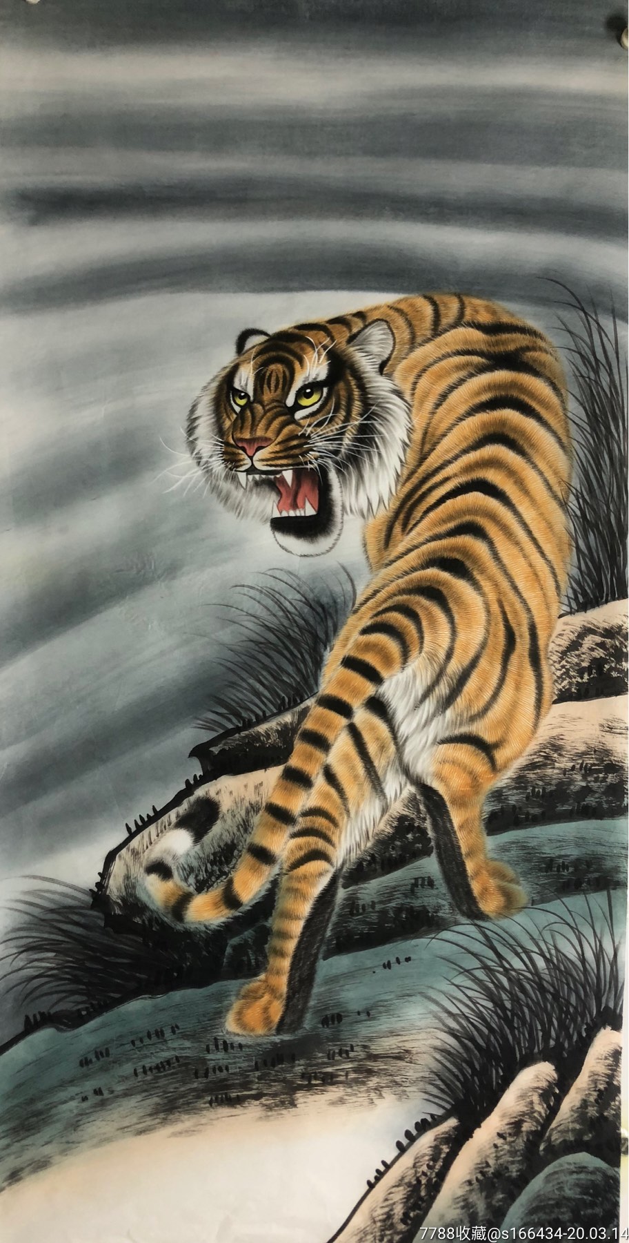 工笔虎批发#国画老虎