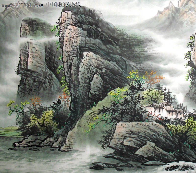 1986年山水画秋天获中国家乡山水情国画大赛一等奖1996年图片