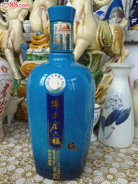 艺术陶瓷酒瓶收藏四川金六福酒1斤金瓷酒瓶