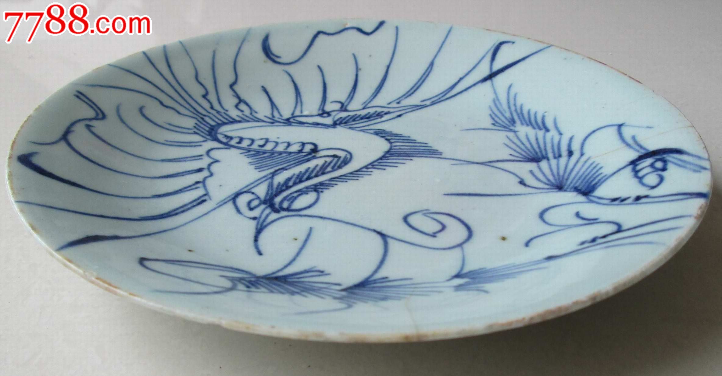 18.8cm,清代清三代,雍正,青花淡描凤凰盘