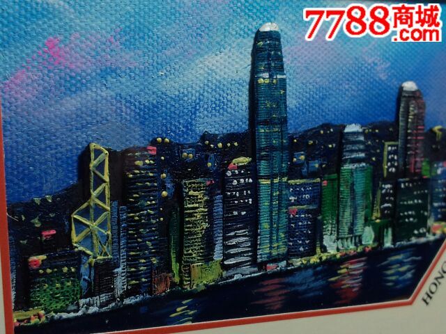 香港3d油画立体明信片(维多利亚港夜景)