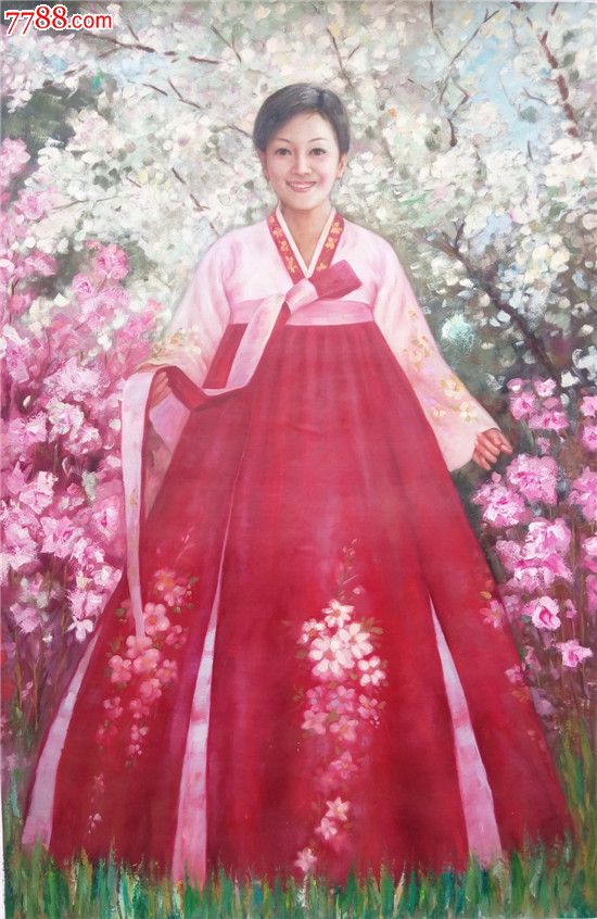 朝鲜一级画家朴玄哲美女油画