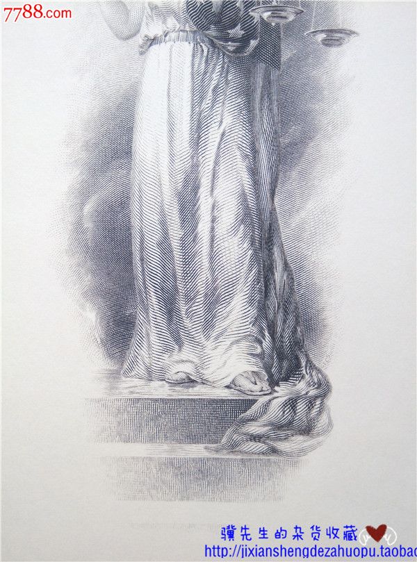 【美国钞票公司雕刻版印样--维护世界和平的正义女神】