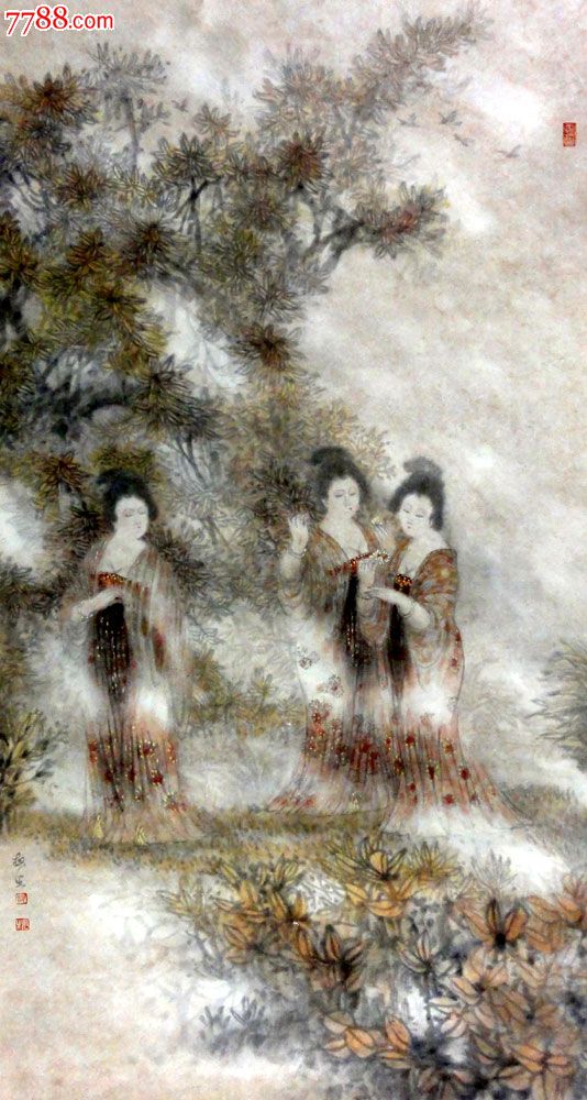 l-hx154名家收藏颜敏生四尺全开写意人物装饰画作品仕女图