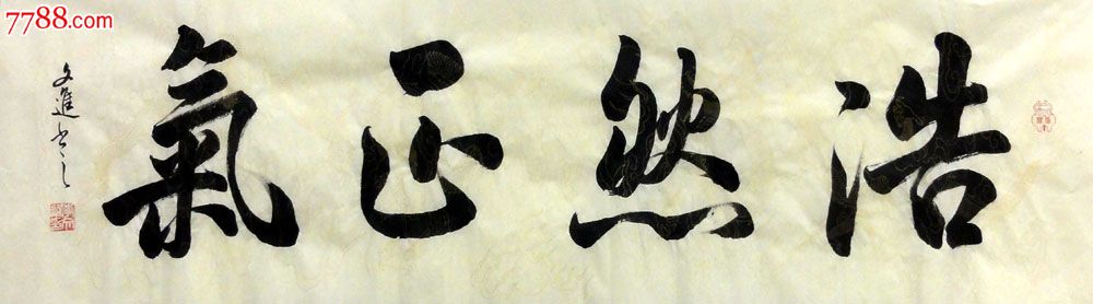 室装饰挂画李文进四尺对开横幅手写真品行书作品【浩然正气】_价格40