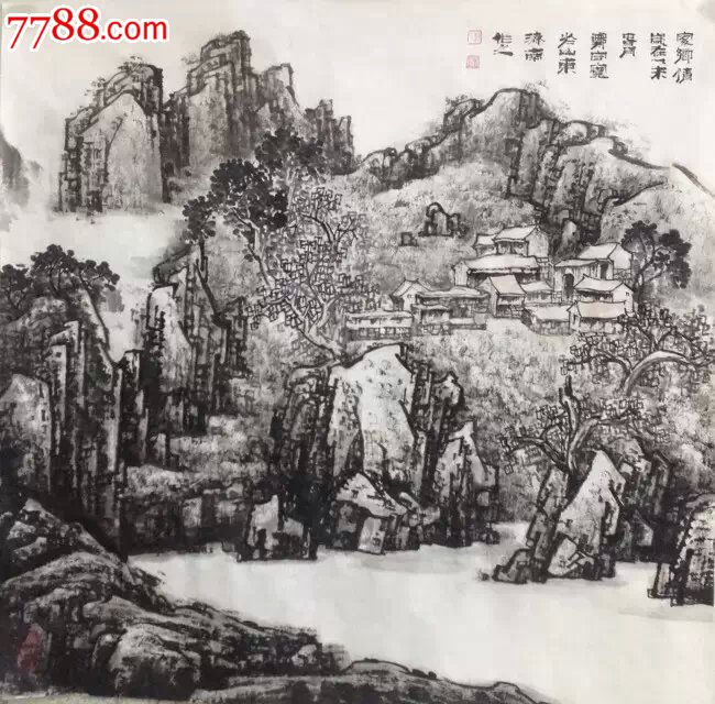 名家画廊推荐著名画家郑守国画山水画四尺斗方精细小写意乙未年