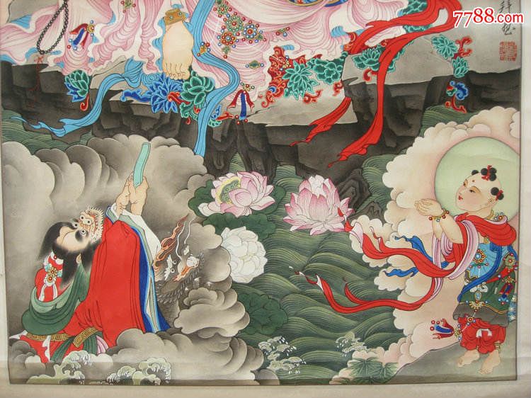 郑增科工笔人物画原创手绘国画观音童子像神仙像