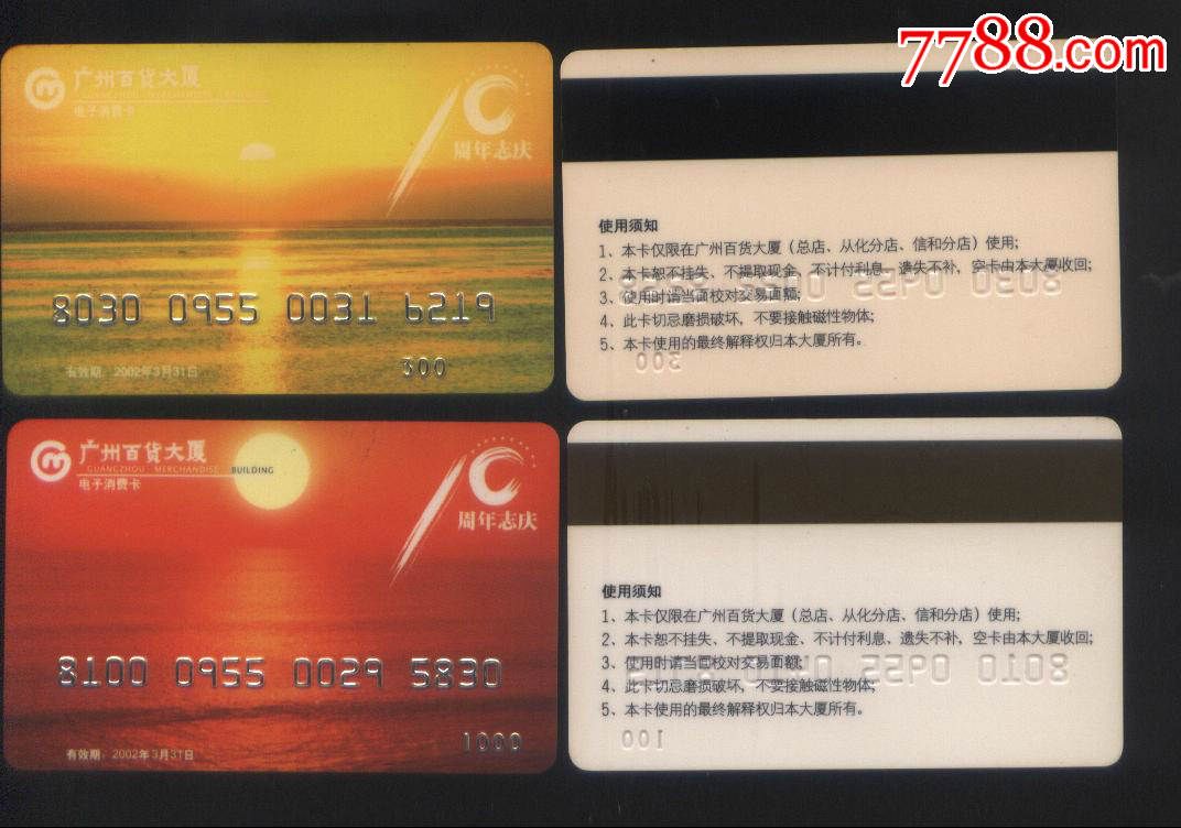 2002年广州百货大厦--电子消费卡2枚正背面图
