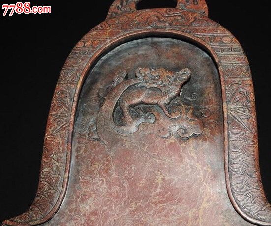 清代精雕红丝砚