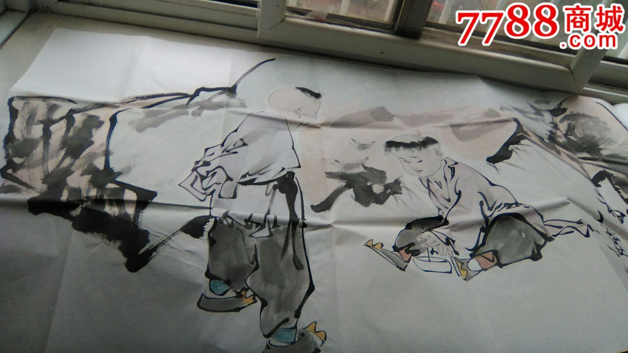 现代画家范曾原作～童子斗蛐蛐2