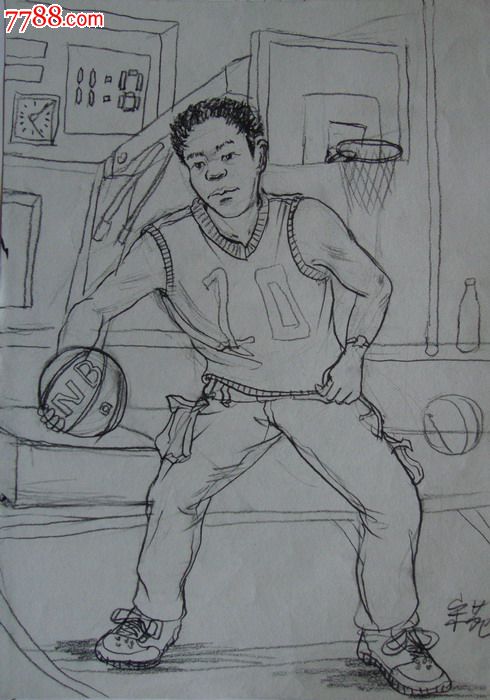【画院学生·素描绘画原稿】人物·篮球运动员-素描/速写-7788收藏