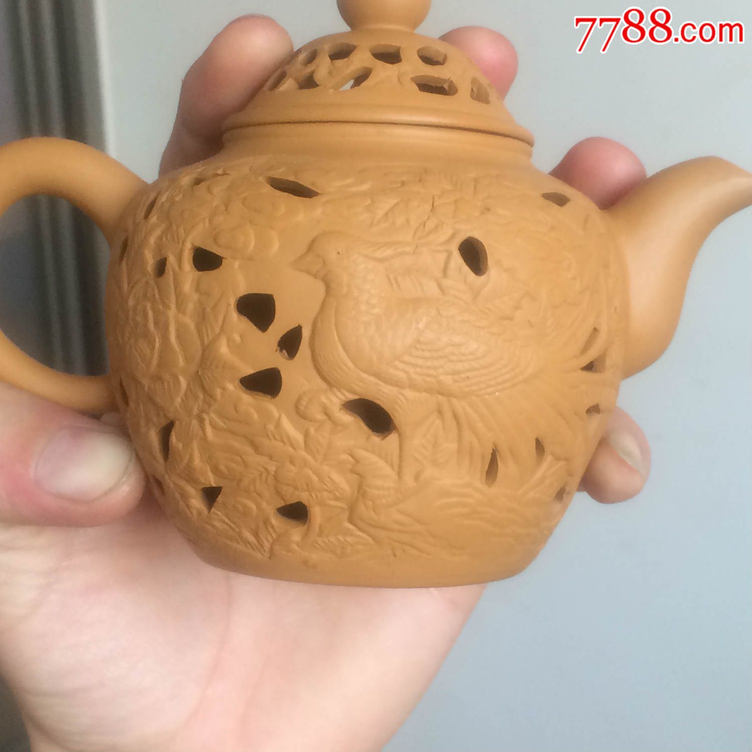镂空紫砂黄泥壶
