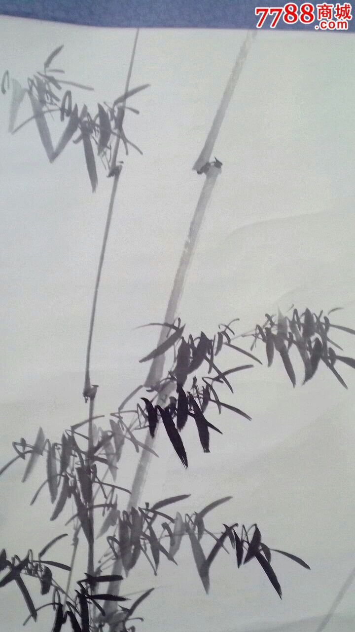 徐明画《竹报平安》图1副,花鸟国画原作,竹木画原画,水墨/写意画法,九
