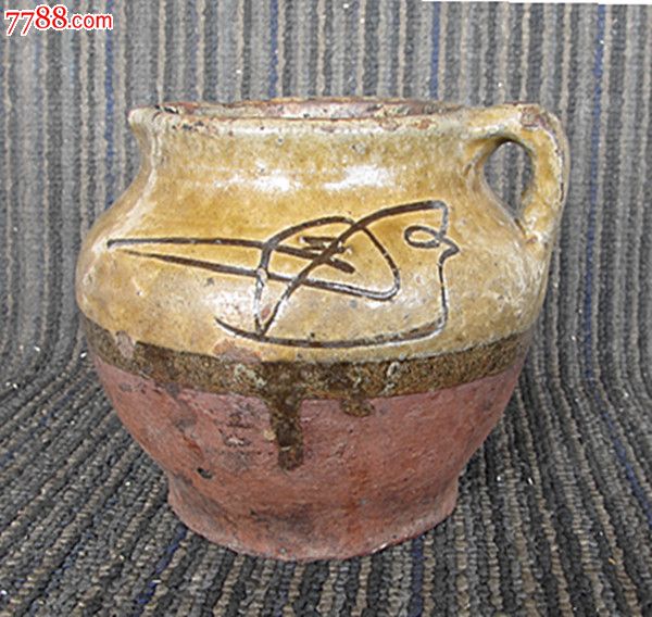 陶器马口窑刻花杯真品