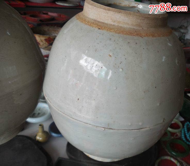 一流品玻璃釉明代瓷器罐一对