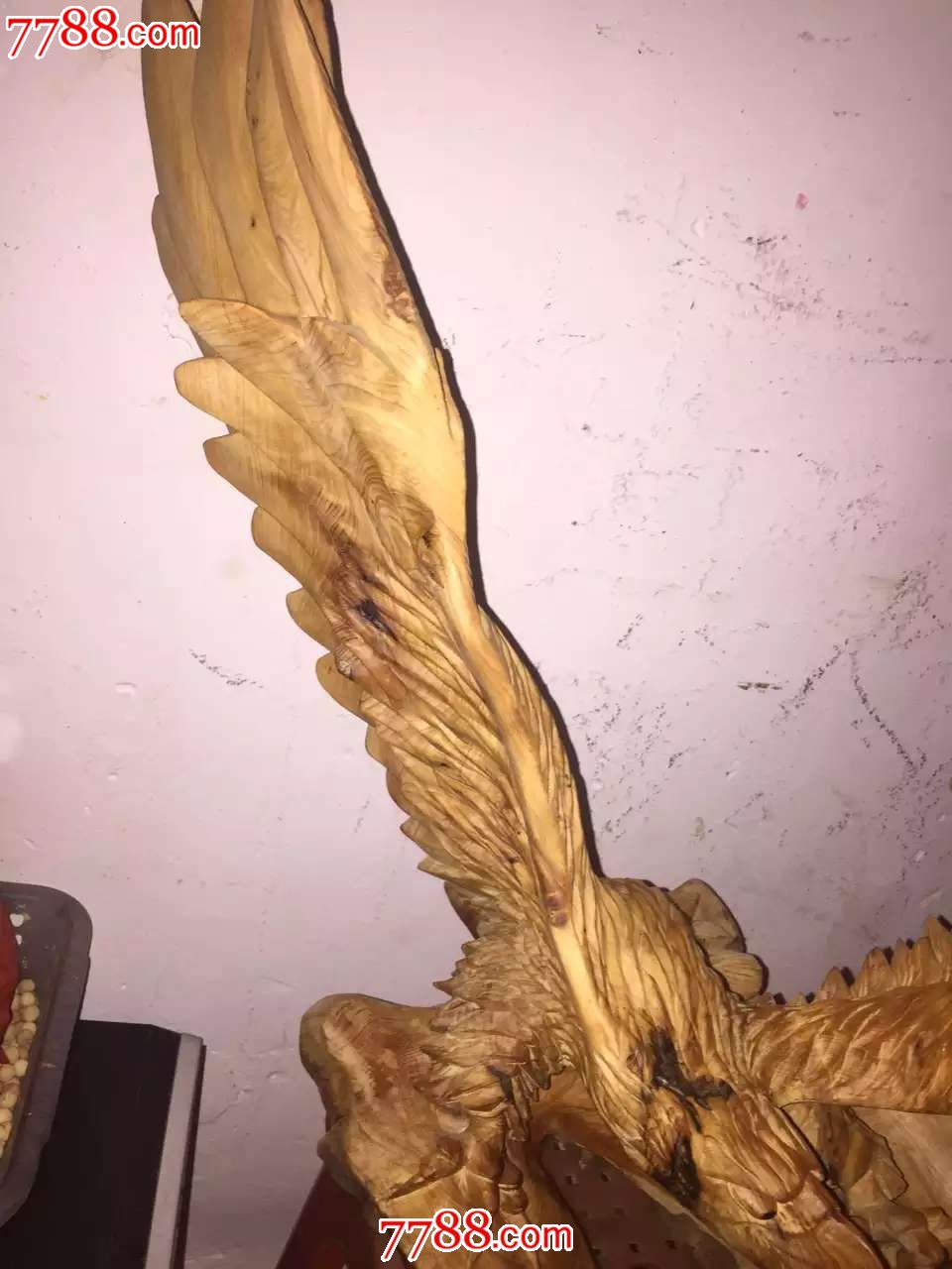 雄鹰展翅-木雕摆件-7788收藏__收藏热线