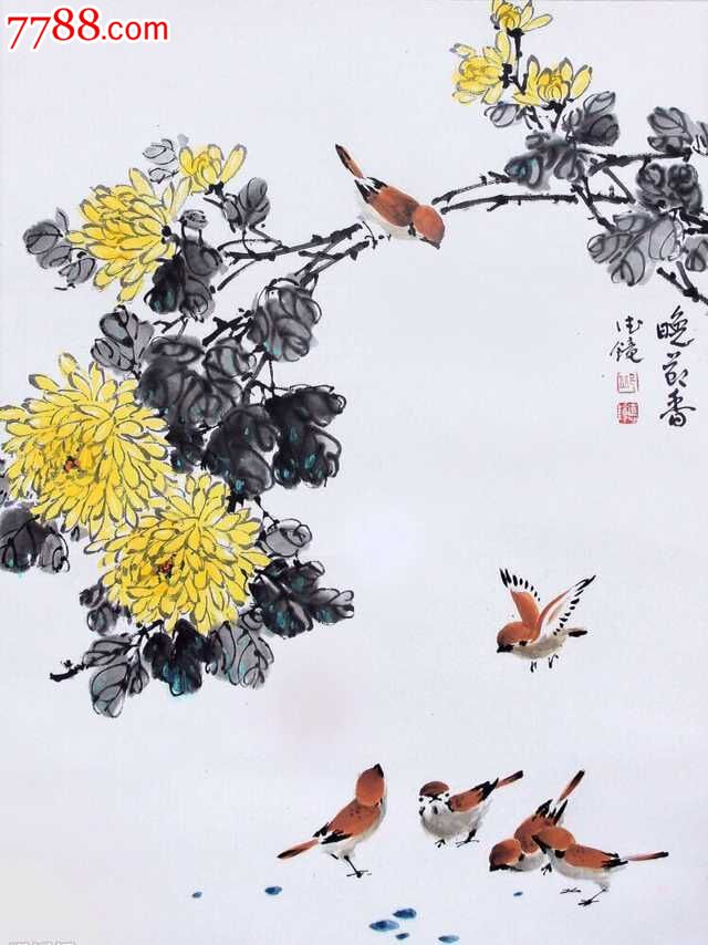 晚花香_花鸟国画原作_第1张_7788字画网