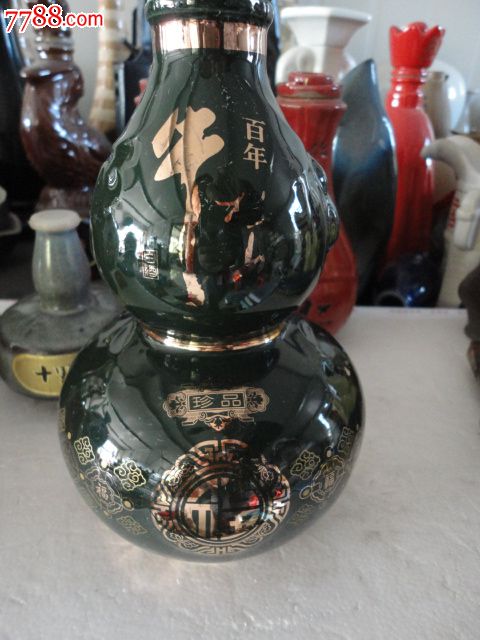 艺术陶瓷酒瓶收藏=牛栏山酒1斤绿瓷葫芦陶瓷酒瓶