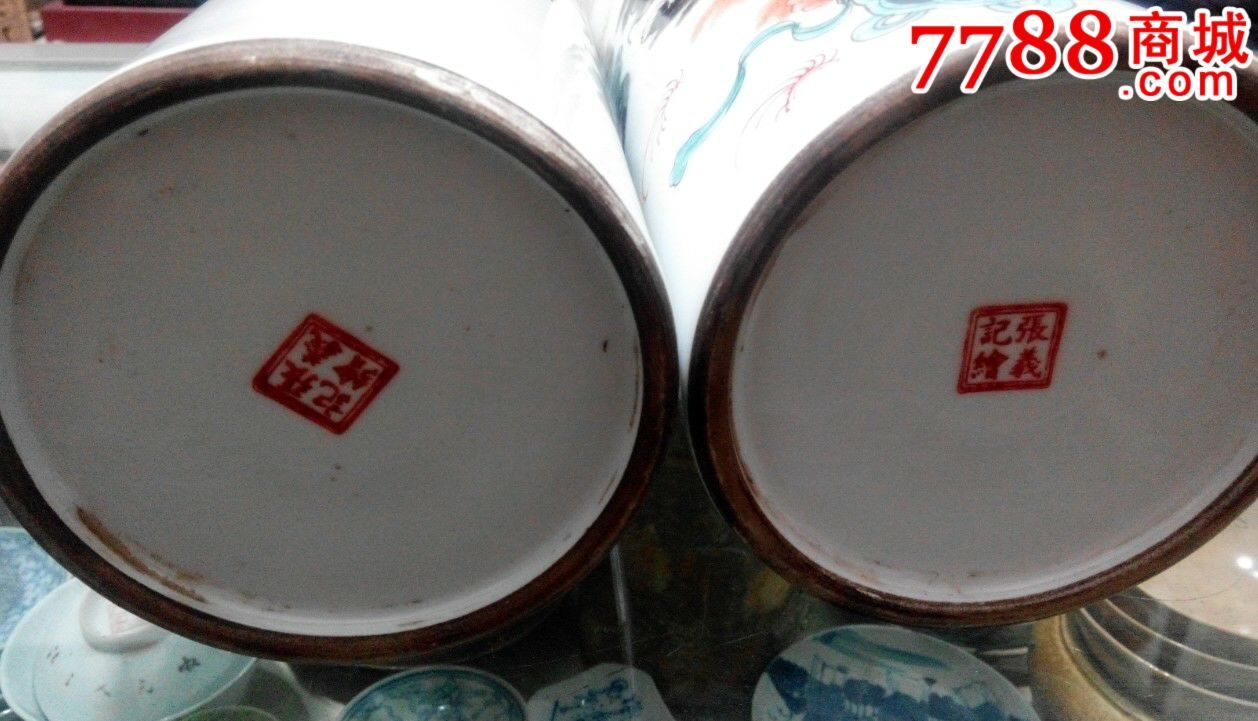 张义记太师少保民国帽筒一对