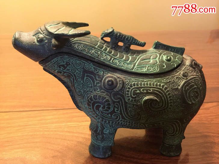 仿西周牛尊-温酒器,尺寸高14,长20cm