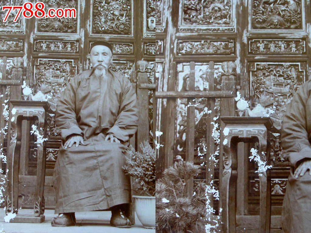 老照片收藏151203-清末民国大幅云南木雕名家高应美槅扇门绝照