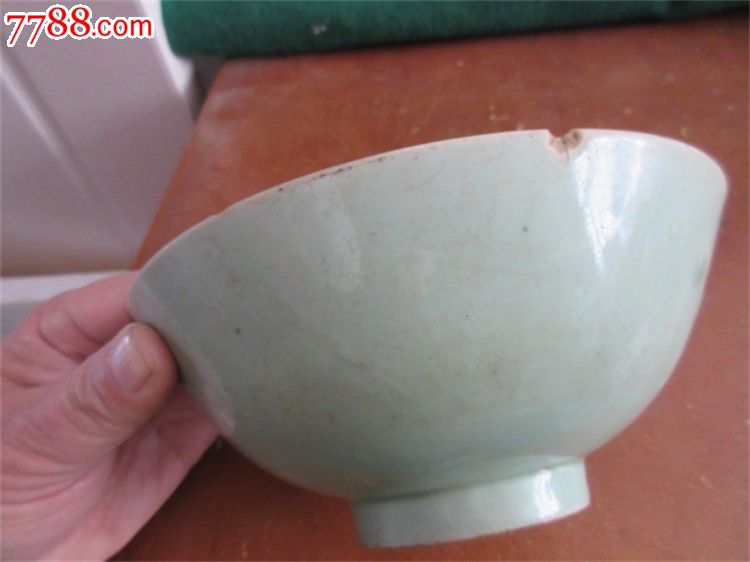 民国瓷器带底款豆青碗大瓷碗老碗古瓷器古玩收藏历史记忆装饰品_价格