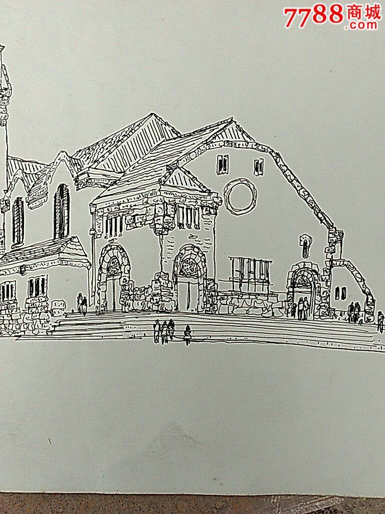 青岛刘祥成钢笔画原作